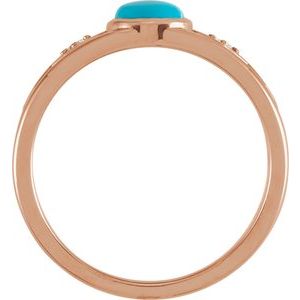 14K Rose Gold Natural Turquoise & .05 CTW Natural Diamond Ring