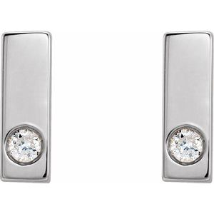 Sterling Silver .03 CTW Natural Diamond Bar Earring – image 2