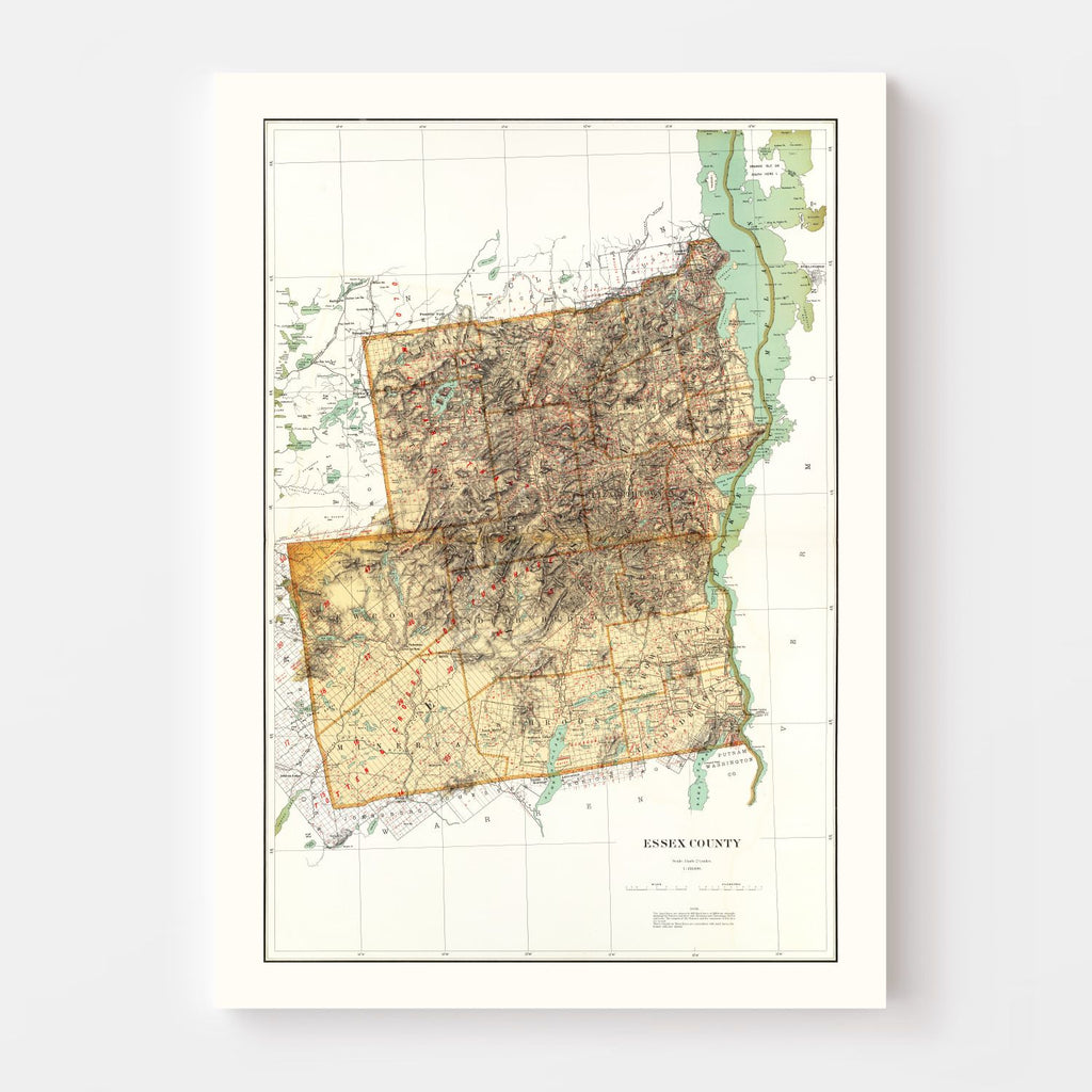 Vintage Map of Essex County, New York 1895