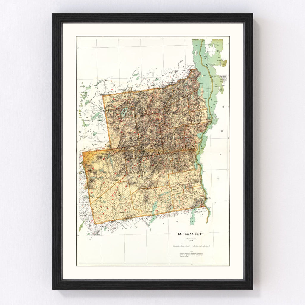 Vintage Map of Essex County, New York 1895