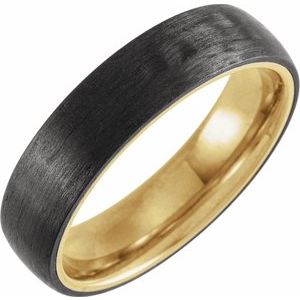18K Yellow Gold PVD Titanium 6 mm Comfort-Fit Half Round Band Size 10.5