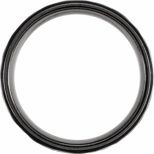 Black Titanium 8 mm Grooved Stepped-Edge Comfort-Fit Flat Band Size 10