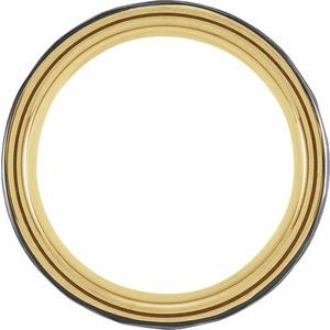 18K Yellow Gold PVD & Black PVD Tungsten 8 mm Grooved Comfort-Fit Flat Band Size 8