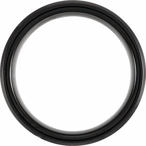 Black PVD Tungsten 8 mm Beveled-Edge Imitation Meteorite Inlay Comfort-Fit Band Size 12.5