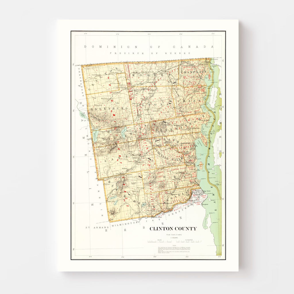 Vintage Map of Clinton County, New York 1895
