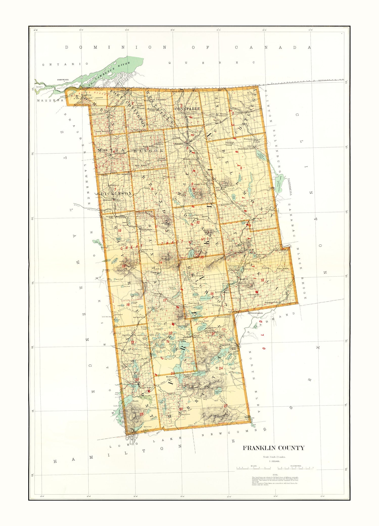 Vintage Map of Franklin County, New York 1895