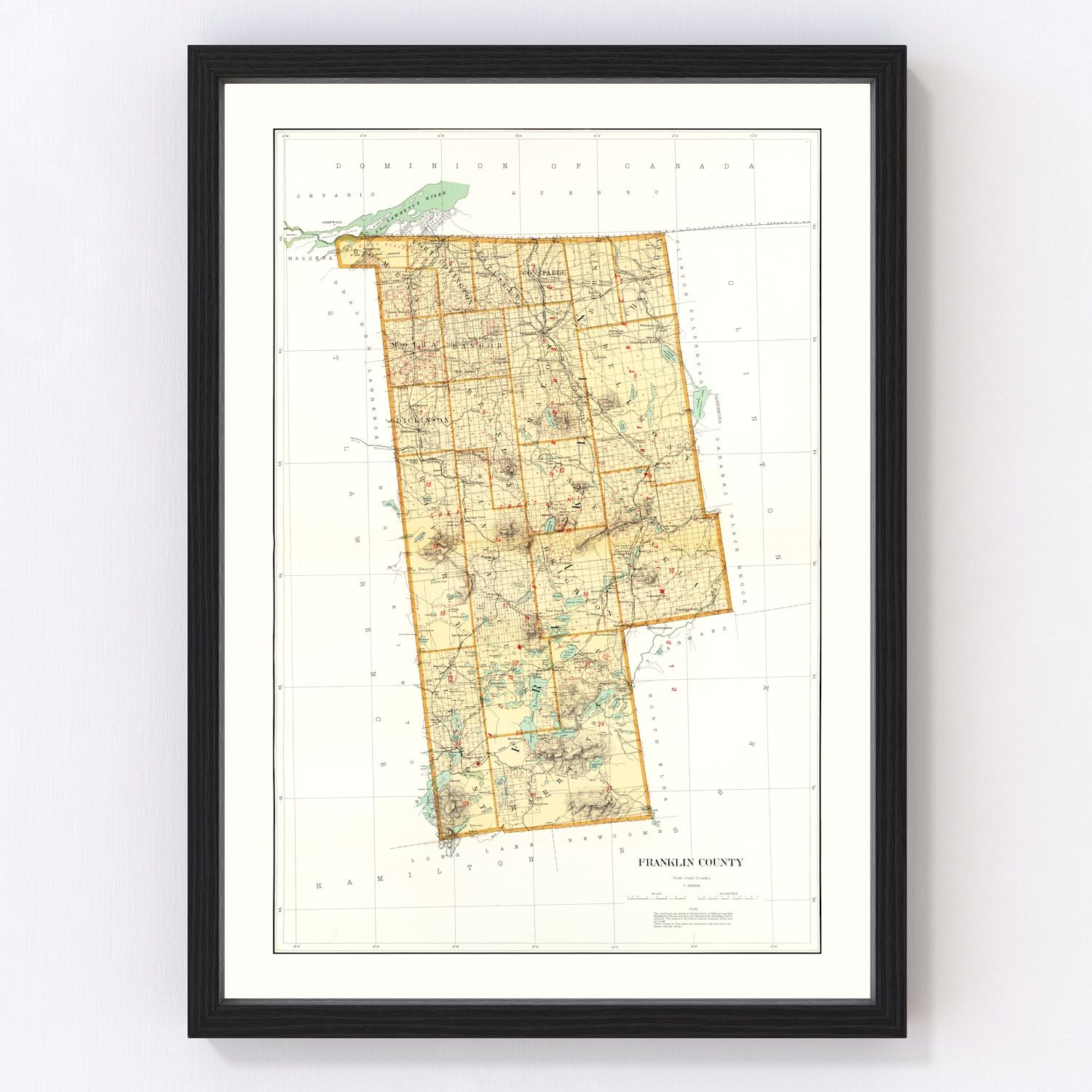 Vintage Map of Franklin County, New York 1895