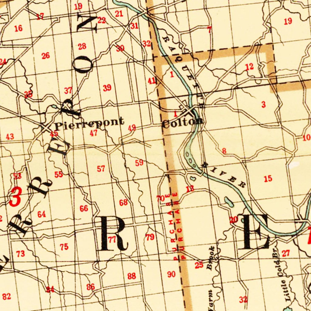 Vintage Map of St Lawrence County, New York 1895