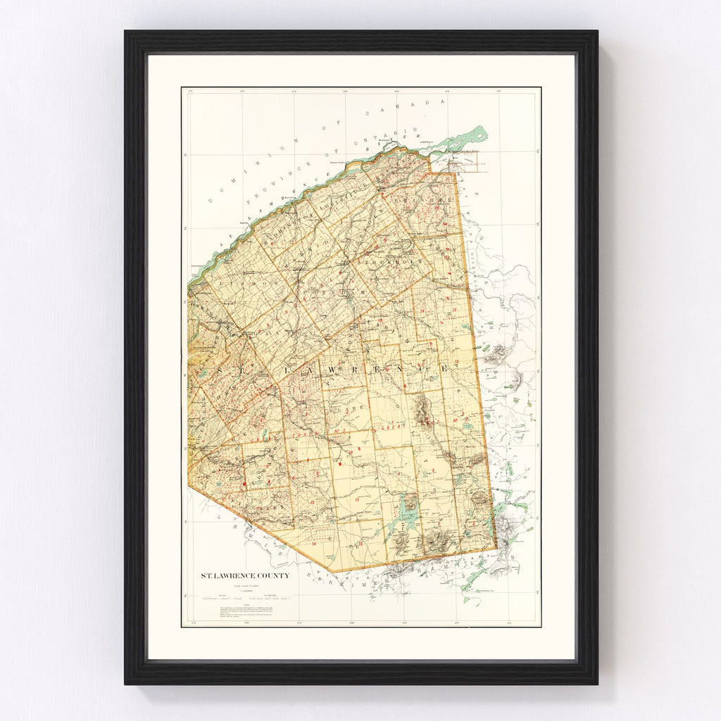 Vintage Map of St Lawrence County, New York 1895