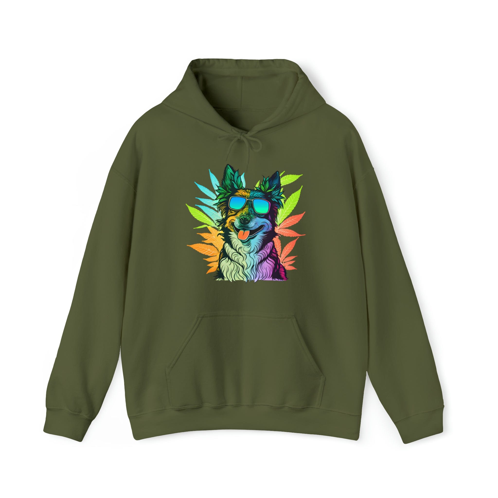 Cool Corgi with Shades and Cannabis Leaves Hoodie