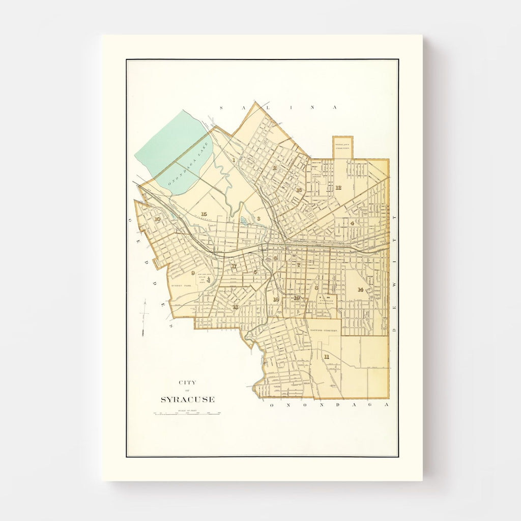 Vintage Map of Syracuse, New York 1895