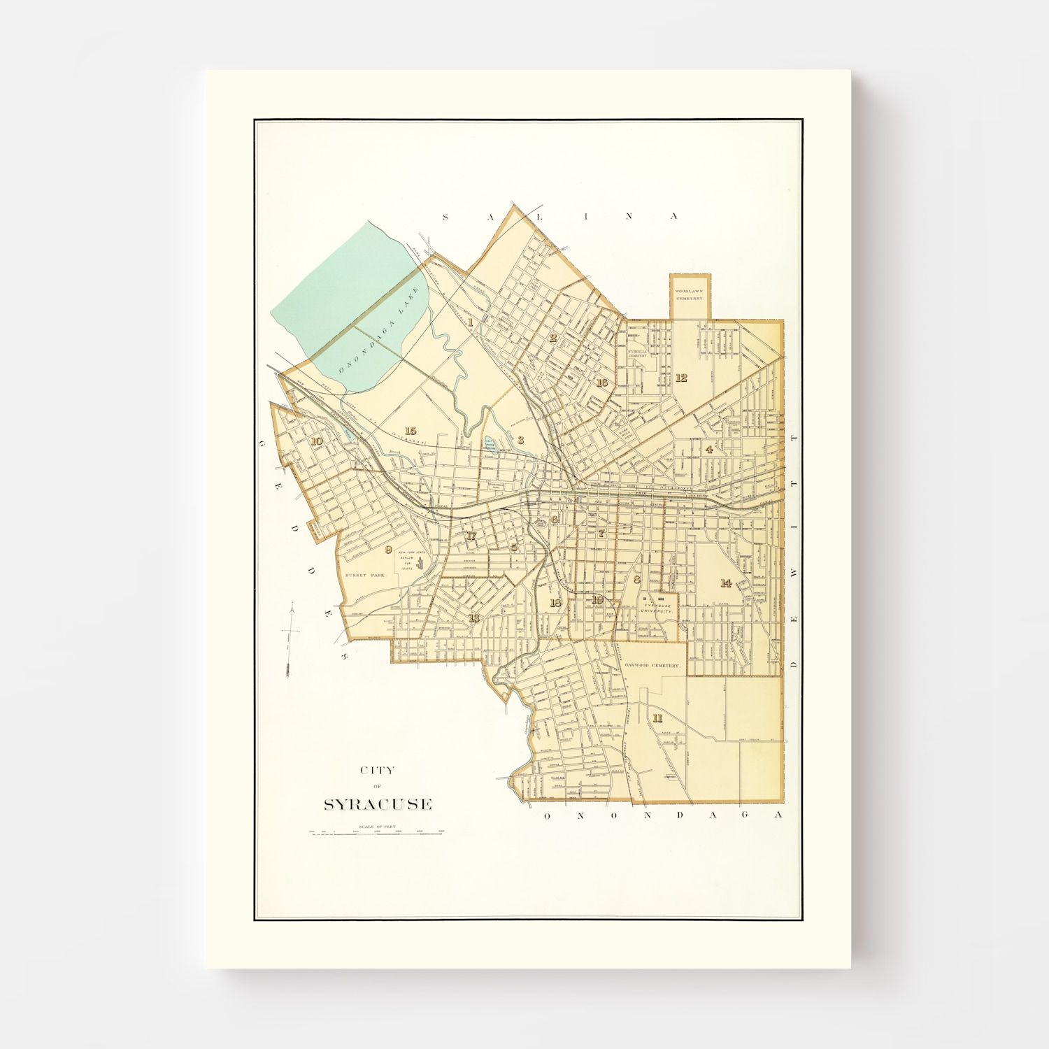 Vintage Map of Syracuse, New York 1895