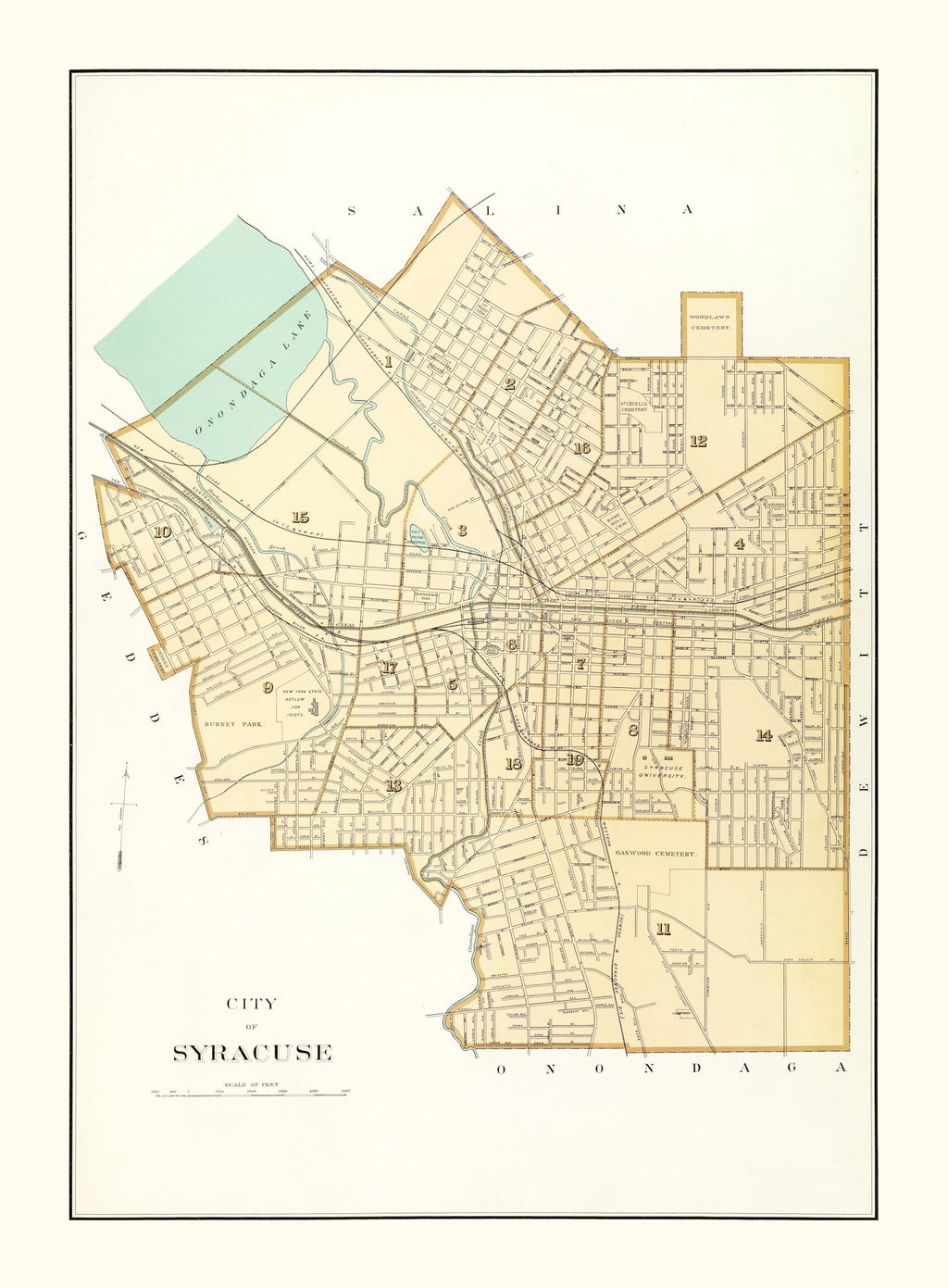 Vintage Map of Syracuse, New York 1895