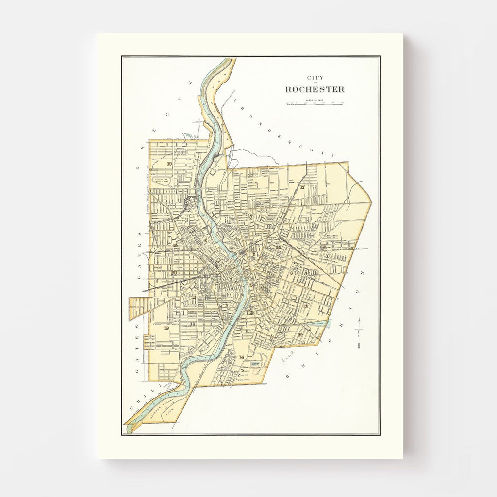 Vintage Map of Rochester, New York 1895