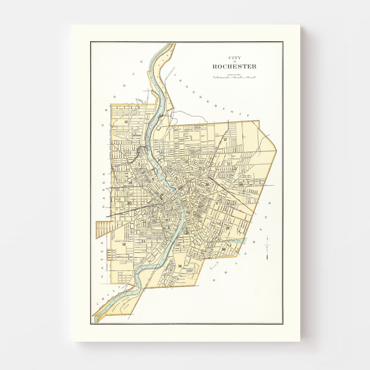 Vintage Map of Rochester, New York 1895