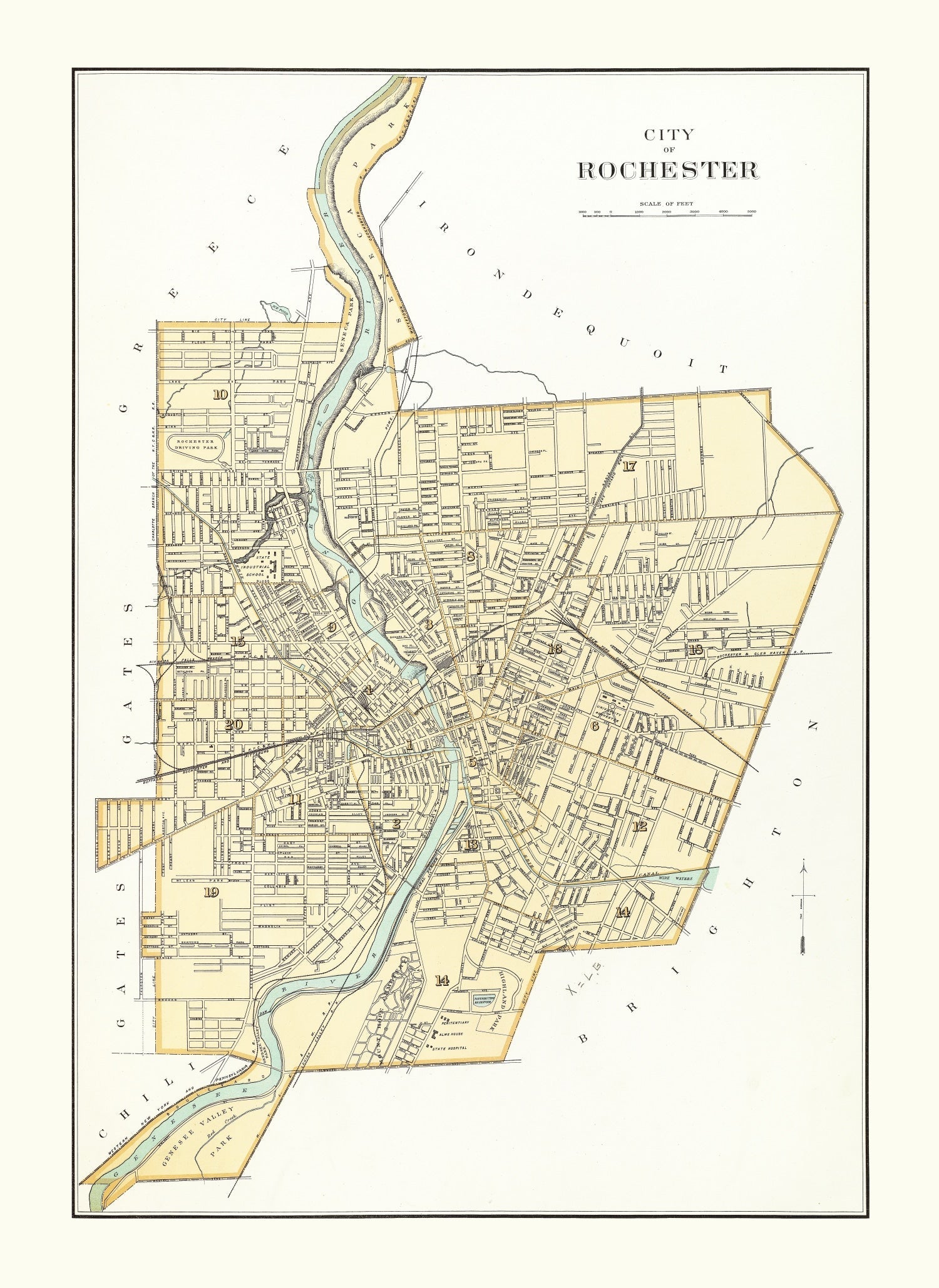Vintage Map of Rochester, New York 1895