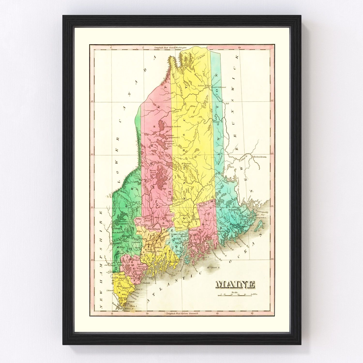 Vintage Map of Maine 1831