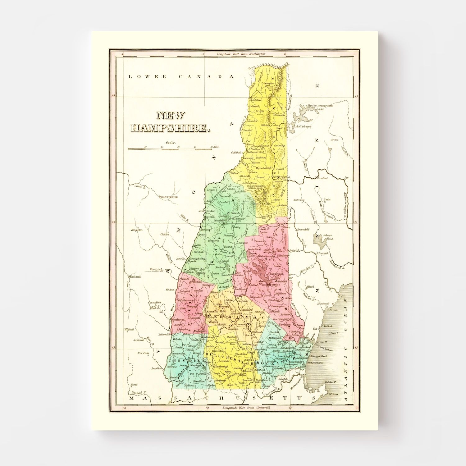 Vintage Map of New Hampshire 1831