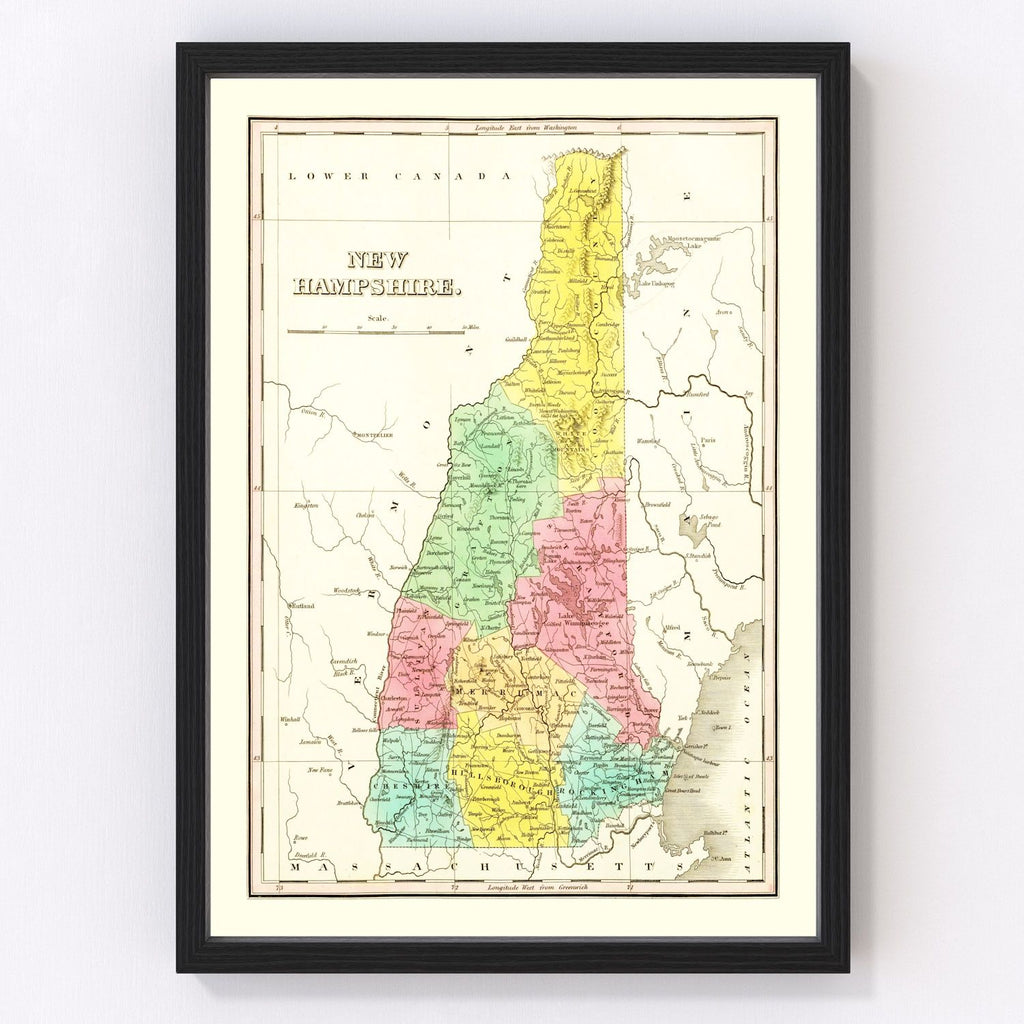 Vintage Map of New Hampshire 1831