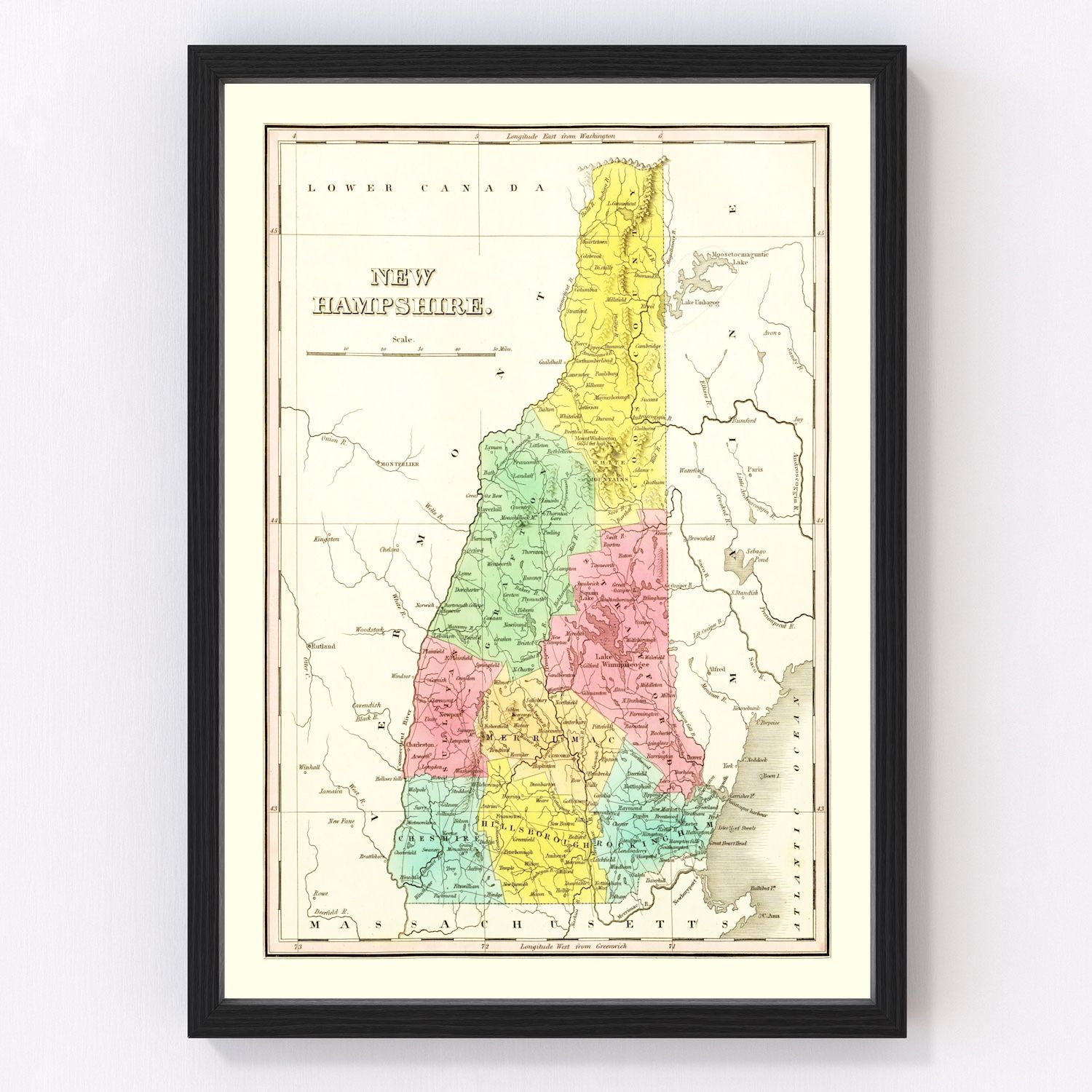 Vintage Map of New Hampshire 1831