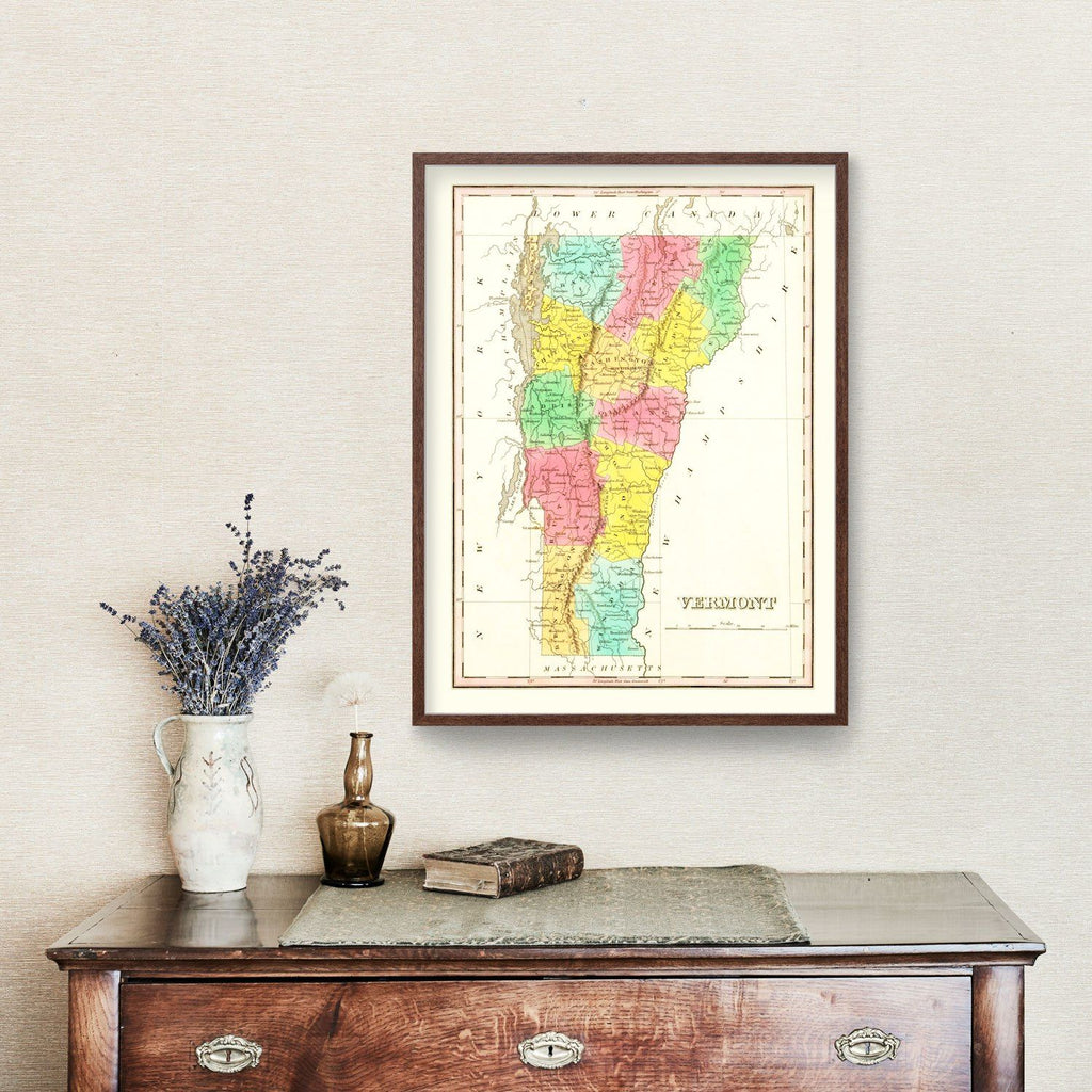 Vintage Map of Vermont 1831