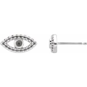 14K White Gold 2 mm Round Accented Evil Eye Earring Mounting