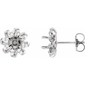 14K White Gold 5 mm Round 1/6 CTW Natural Diamond Semi-Set Halo-Style Earrings