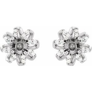 14K White Gold 5 mm Round 1/6 CTW Natural Diamond Semi-Set Halo-Style Earrings – image 2