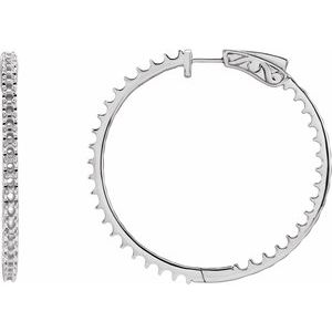 14K White Gold 2.5 mm Round Inside-Outside 41.5 mm Hinged Hoop Earring Mountings