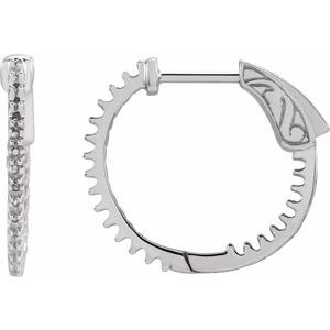 14K White Gold 1.4 mm Round Inside-Outside 19 mm Hinged Hoop Earring Mountings
