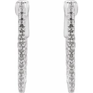 14K White Gold 1.4 mm Round Inside-Outside 19 mm Hinged Hoop Earring Mountings – image 2