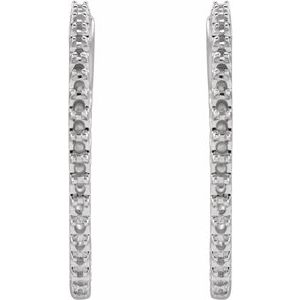 14K White Gold 2.4 mm Round Inside-Outside 34.5 mm Hinged Hoop Earring Mountings – image 2