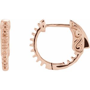 14K Rose Gold 1.3 mm Round Inside-Outside 15.5 mm Hinged Hoop Earring Mountings