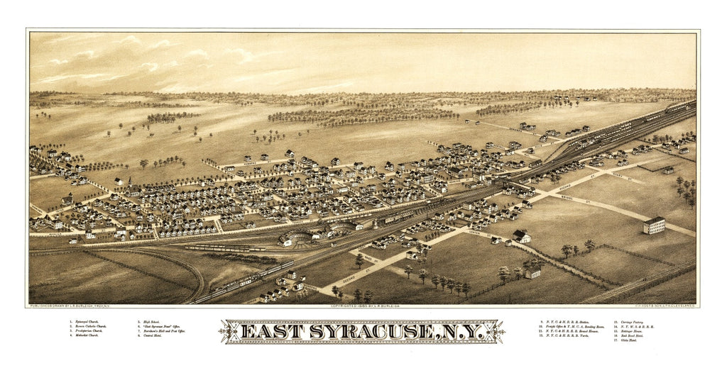 Vintage Map of East Syracuse, New York 1885