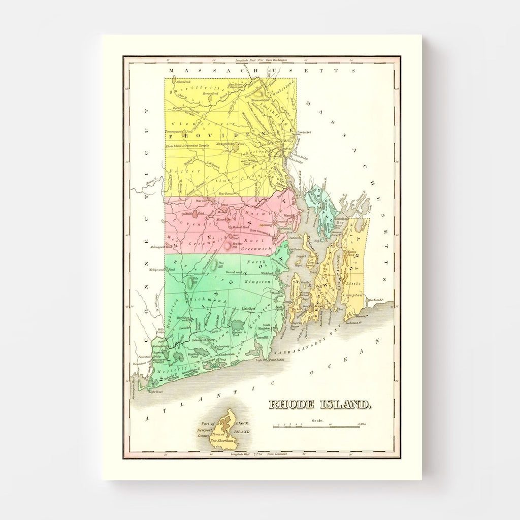 Vintage Map of Rhode Island 1831
