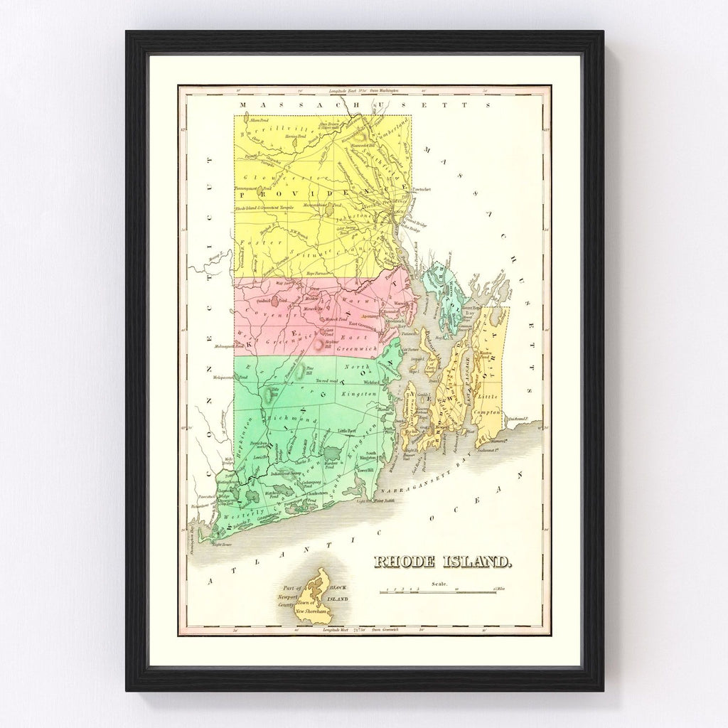 Vintage Map of Rhode Island 1831