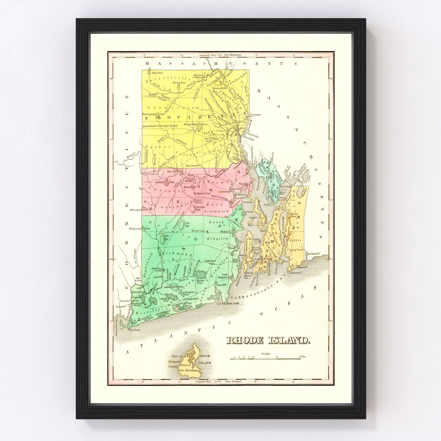Vintage Map of Rhode Island 1831