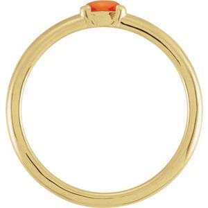 14K Yellow Gold Natural Pink Coral Stackable Ring