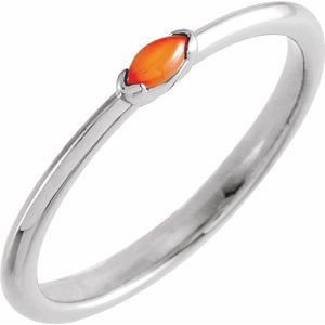 14K White Gold Natural Pink Coral Stackable Ring