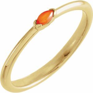 14K Yellow Gold Natural Pink Coral Stackable Ring