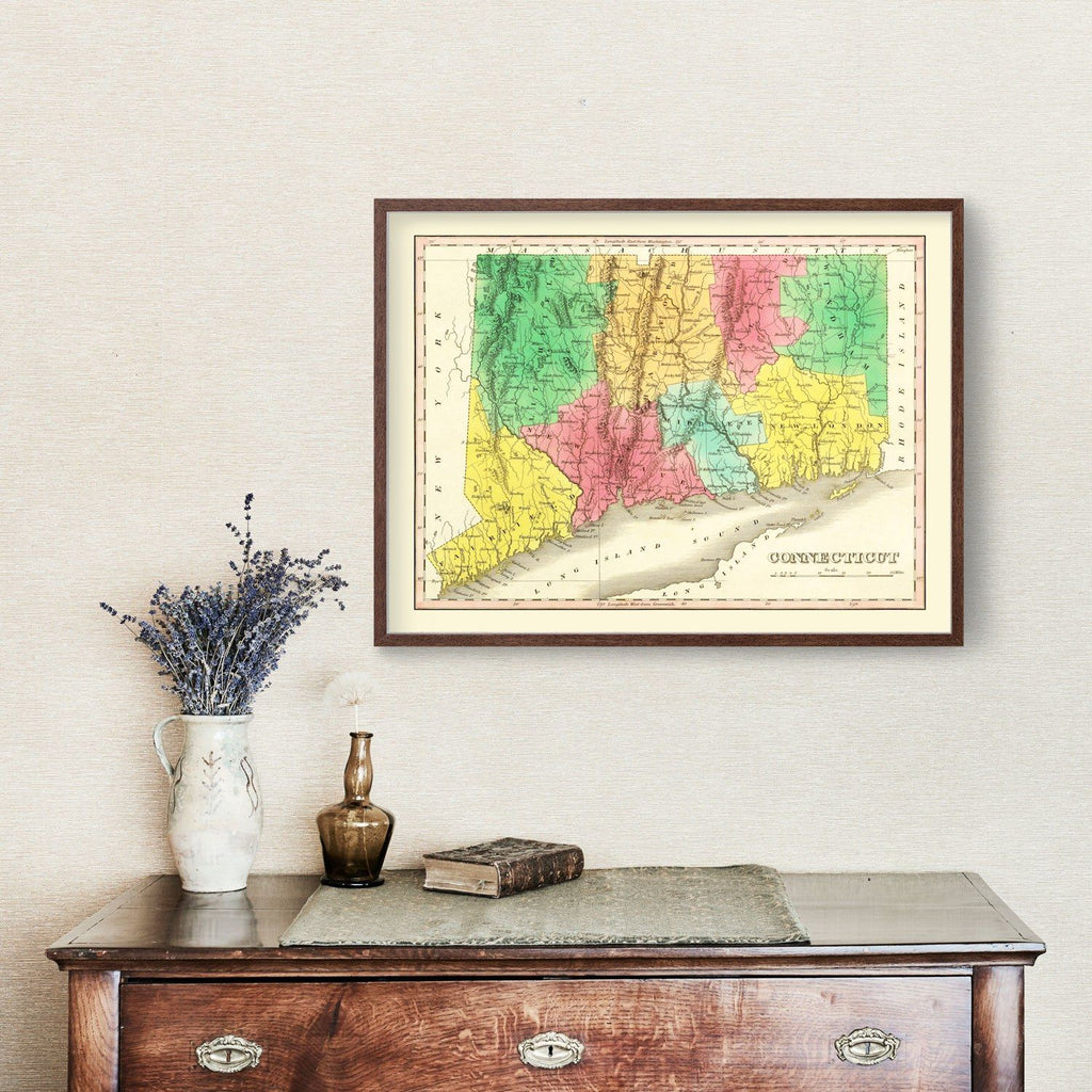 Vintage Map of Connecticut 1831