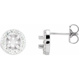 14K White Gold 5 mm Round 1/3 CTW Natural Diamond Halo-Style Semi-Set Earrings