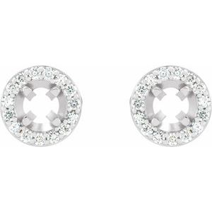 14K White Gold 4.5 mm Round 1/4 CTW Natural Diamond Halo-Style Semi-Set Earrings – image 2