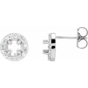 14K White Gold 4 mm Round 1/6 CTW Natural Diamond Halo-Style Semi-Set Earrings