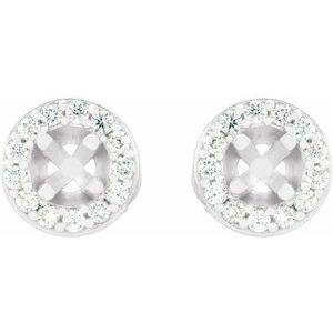 14K White Gold 4 mm Round 1/6 CTW Natural Diamond Halo-Style Semi-Set Earrings – image 2