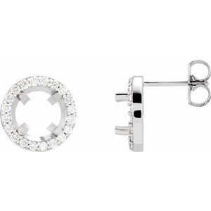 14K White Gold 5.5 mm Round 1/3 CTW Natural Diamond Halo-Style Semi-Set Earrings