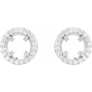 14K White Gold 6.5 mm Round 3/8 CTW Natural Diamond Halo-Style Semi-Set Earrings – image 2