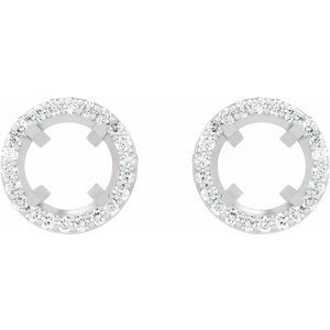 18K White Gold 8 mm Round 1/2 CTW Natural Diamond Halo-Style Semi-Set Earrings – image 2