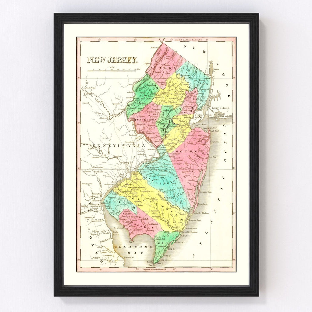 Vintage Map of New Jersey 1831