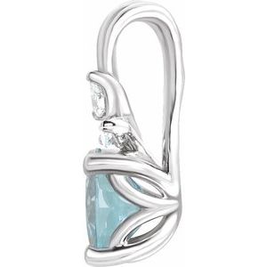Platinum Natural Blue Zircon & 1/10 CTW Natural Diamond Pendant